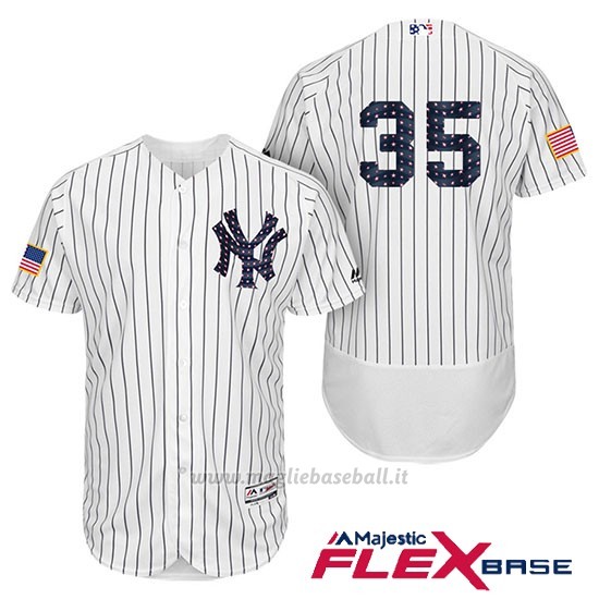 Maglia Baseball Uomo New York Yankees 2017 Estrellas y Rayas Michael Pineda Bianco Flex Base